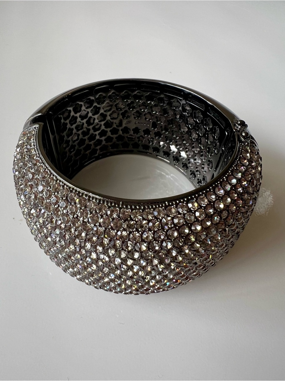Joan Boyce Gunmetal Crystal Pavé Dome Bracelet